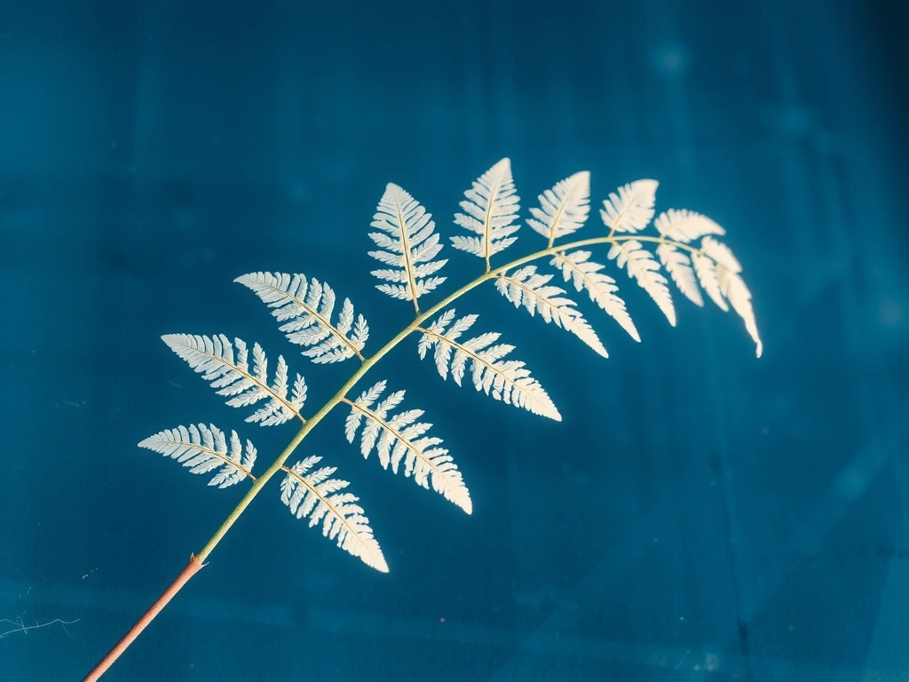 Botanikai cianotípia illusztráció